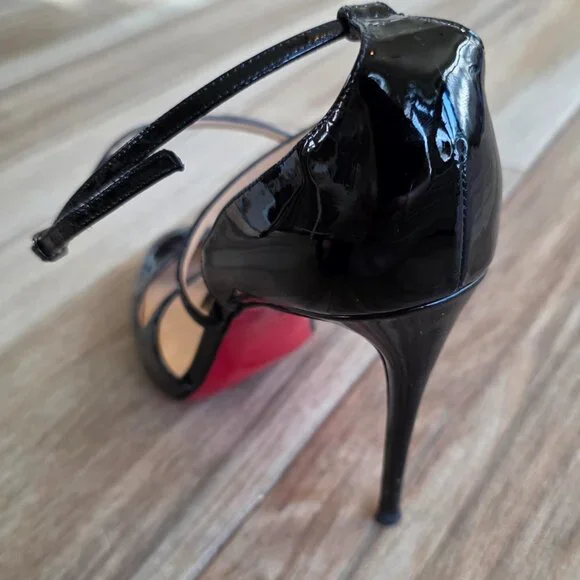 Christian Louboutin Soustelissimo 100 Black Patent Leather T-Strap Eur.39.5 - Picture 7 of 14